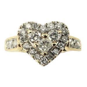 14 Karat Yellow Gold Diamond Heart Ring Size 6.25 #15699